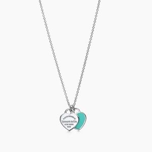 Tiffany Blue Double Heart Tag Pendant